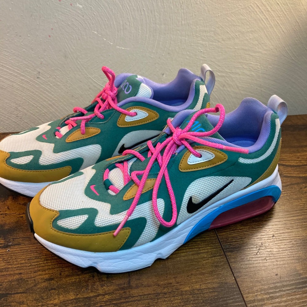 Nike Air Max 200 Mystic Green Gold Blue Pink Womens 9 AT6175-300 Running Shoes